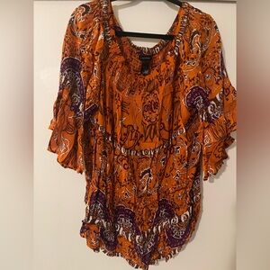 Ashley Stewart Orange and Purple Blouse